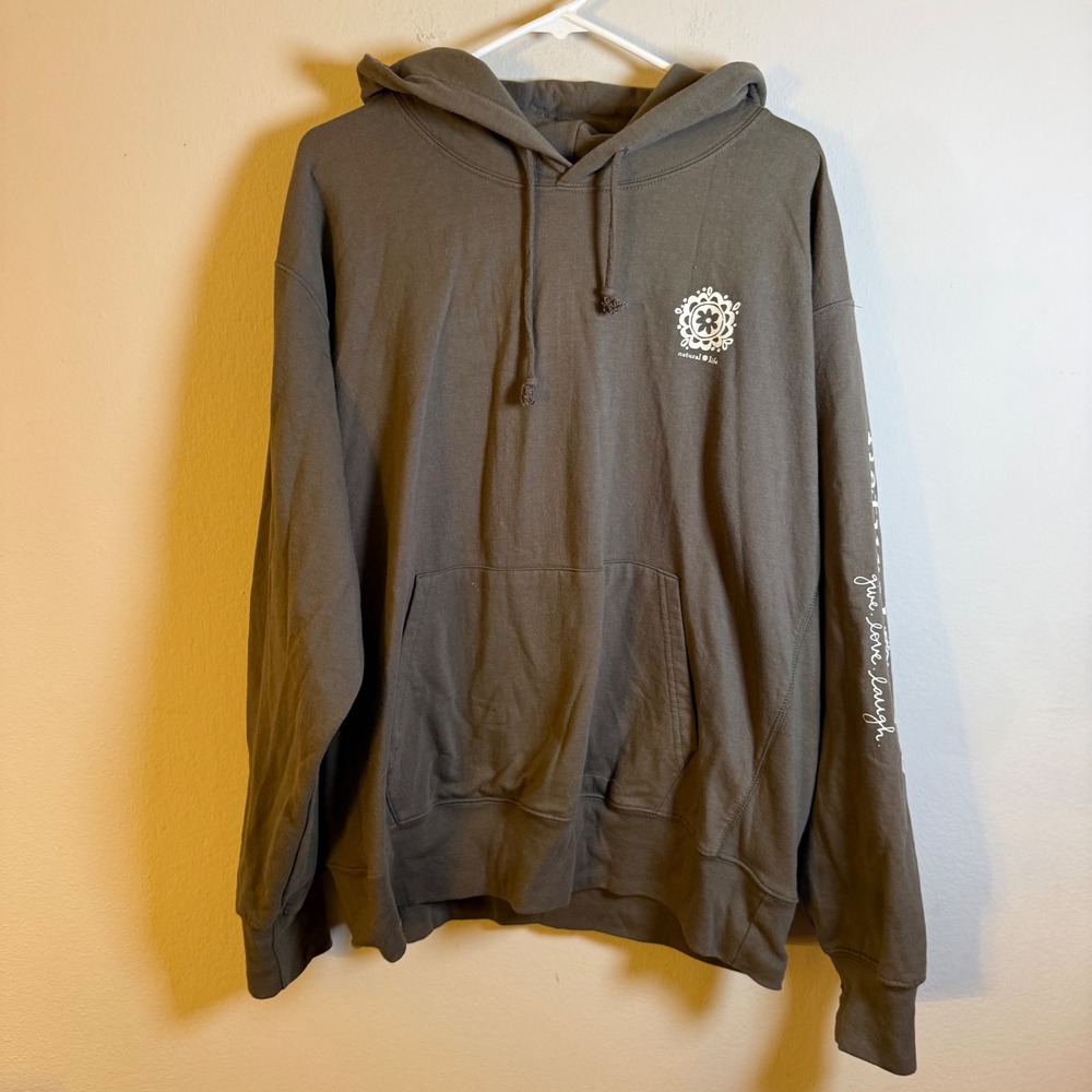 Natural Life Mens Gray Graphic‎ Hoodie Soul Happy Camper Van Mandala Size L